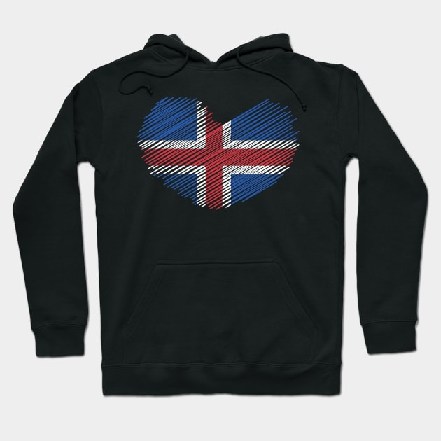 Iceland Heart Flag Design Hoodie by Sanu Designs